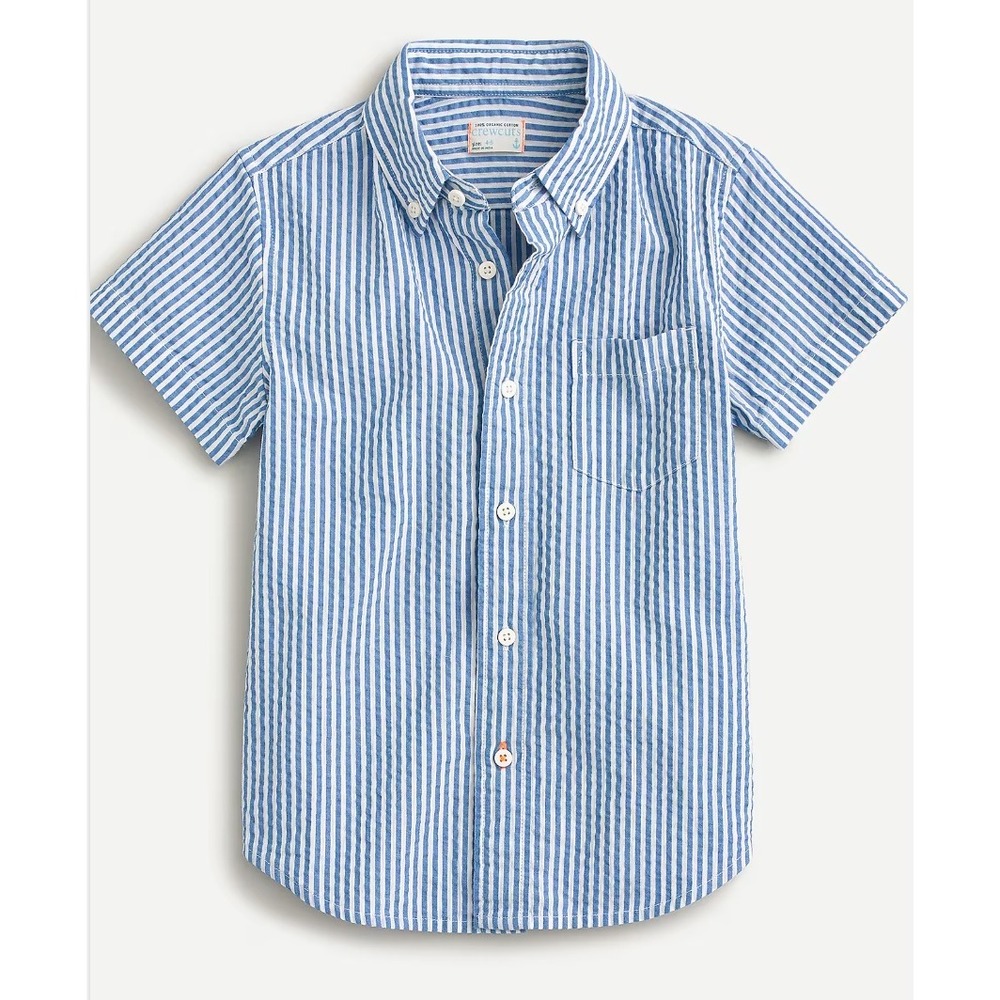 Crewcuts Boys Classic Seersucker Short-sleeve Button-down Shirt, Size 2 Years